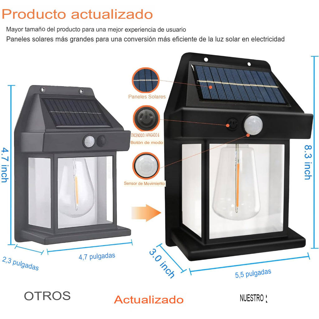 luz Solar De Pared + Sensor Movimiento Luz de Exterior