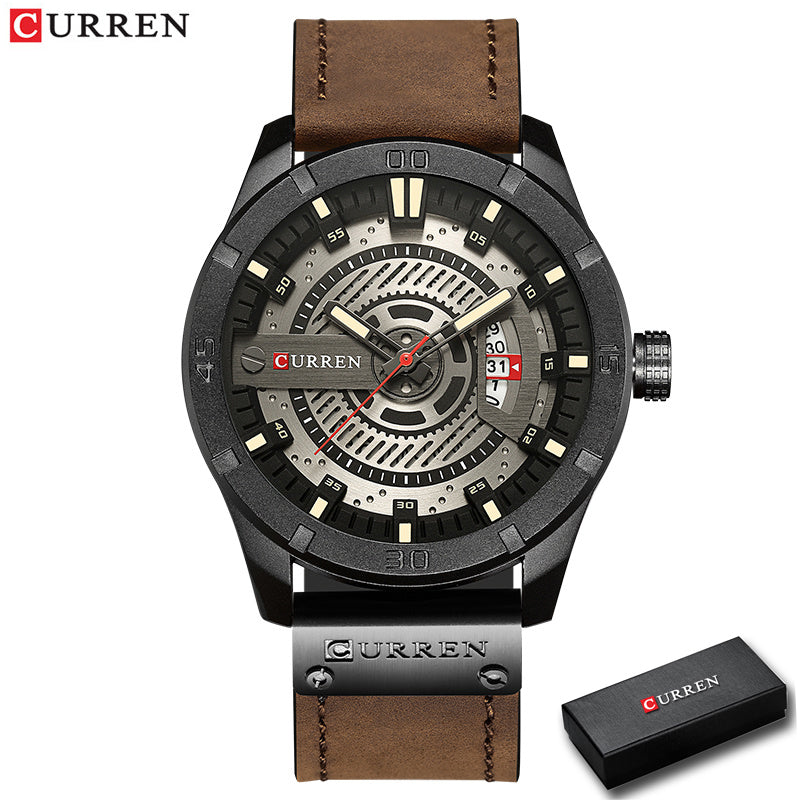 Relojes Curren de cuarzo para hombres, deportivos, estilo militares, correa de cuero, Cronógrafo impermeable