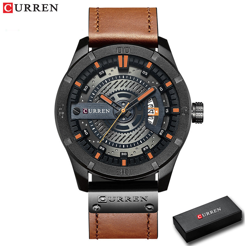 Relojes Curren de cuarzo para hombres, deportivos, estilo militares, correa de cuero, Cronógrafo impermeable