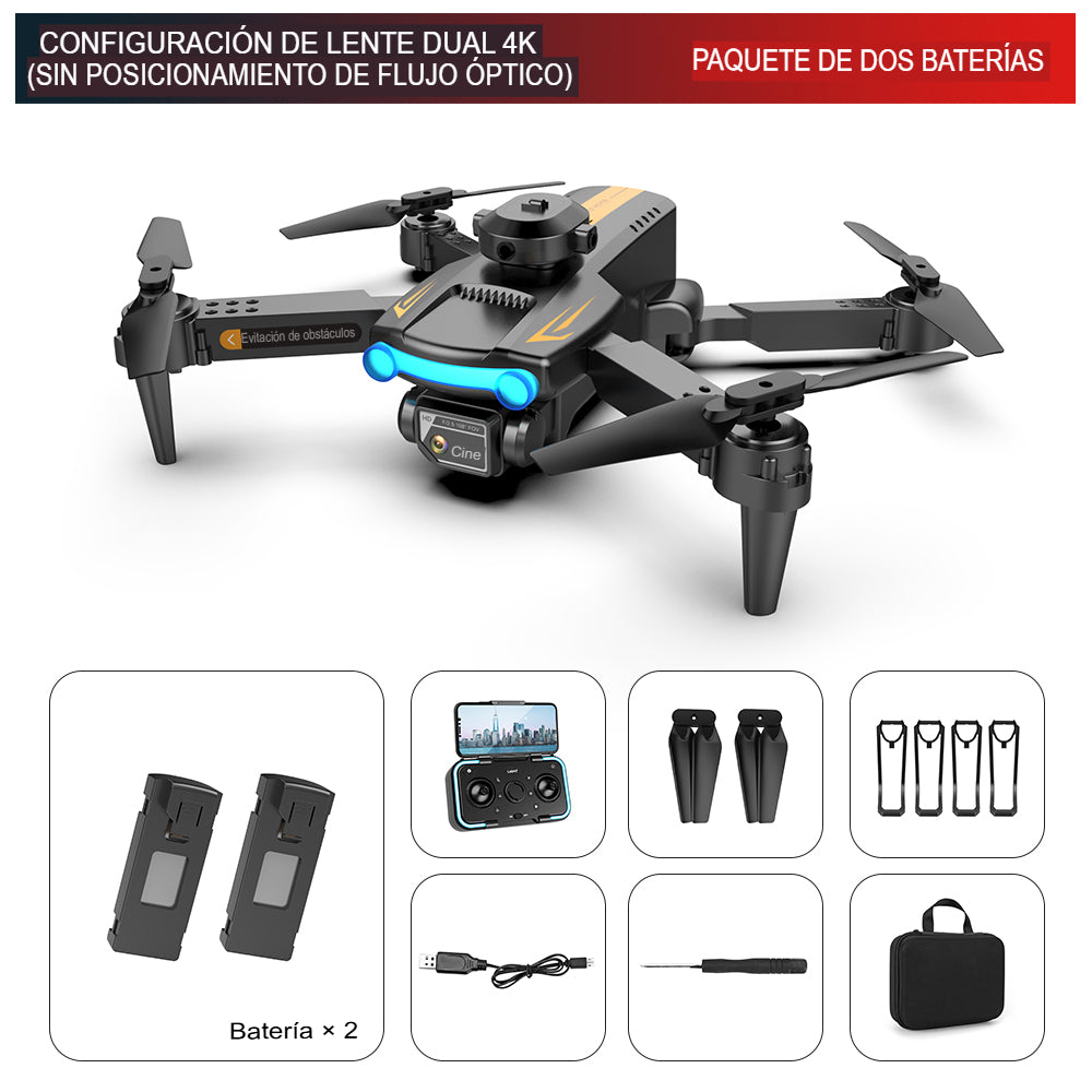 Drone con cámara Daul 4K Quadcopter de control remoto con función de obstáculo de cuatro lados