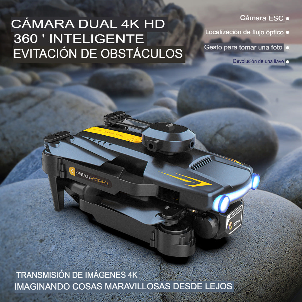 Drone con cámara Daul 4K Quadcopter de control remoto con función de obstáculo de cuatro lados